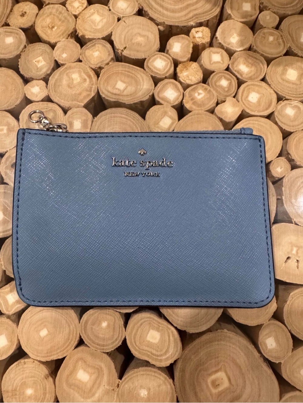 kate spade New York Light Blue Leather Card Case Wallet
